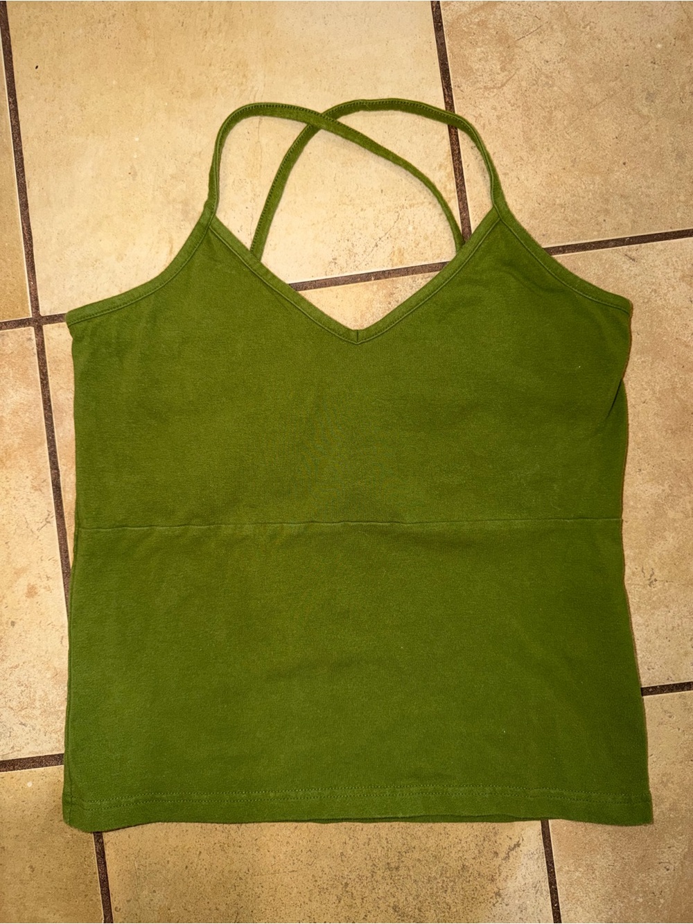 Vintage Route 66 Women's V-Neck Strappy Tank Top - Olive Green - Size Medium